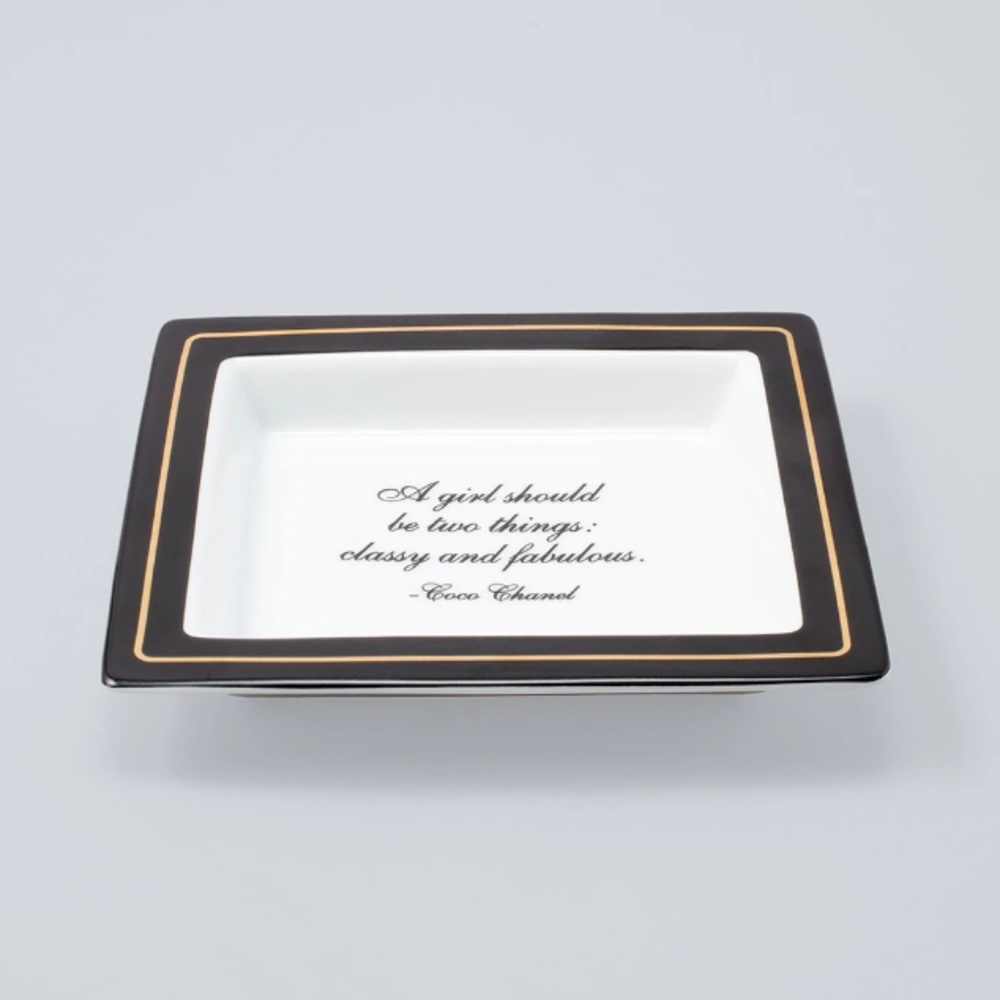 Porcelain Trinket Tray White Gold Black
